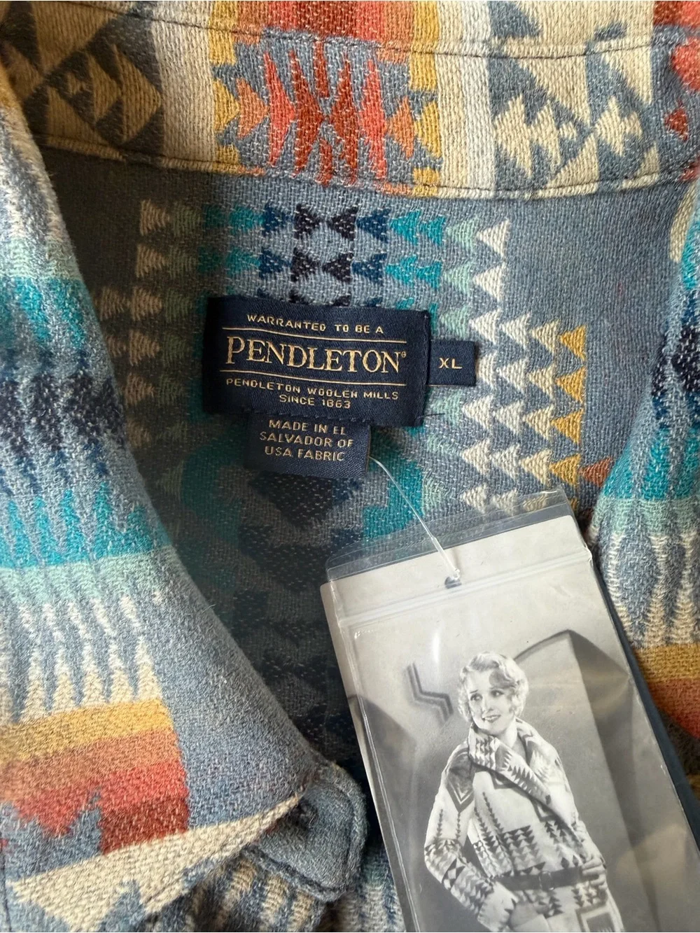 Pendleton Southwestern Patterned Blue & Orange Wool Jacket